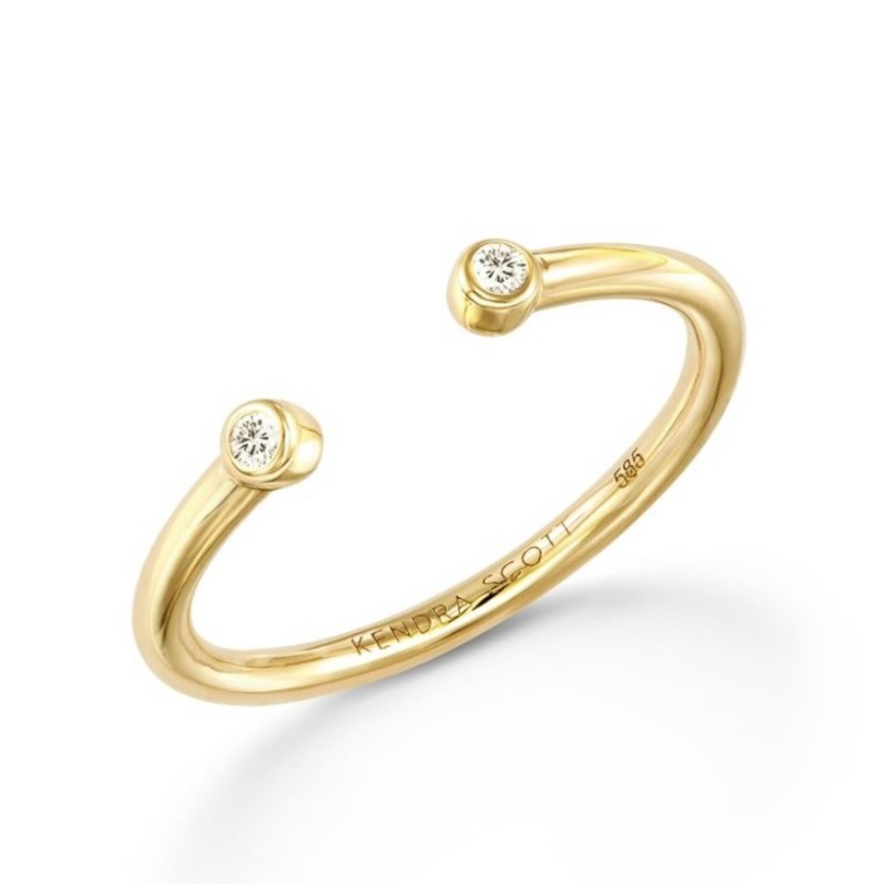 🌸KENDRA SCOTT AUDREY OPEN BAND RING - 14K YELLOW GOLD/WHITE DIAMONDS - SIZE 6